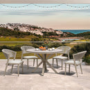 PURPLE LEAF Round Patio Dining Set with Aluminum Frame and Wicker Rattan Dining Chair with Comfortable Cushions for Deck Porch Kitchen Outdoor