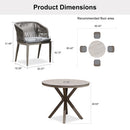 PURPLE LEAF Round Patio Dining Set with Aluminum Frame and Wicker Rattan Dining Chair with Comfortable Cushions for Deck Porch Kitchen Outdoor