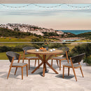 PURPLE LEAF Round Patio Dining Set with Aluminum Frame and Wicker Rattan Dining Chair with Comfortable Cushions for Deck Porch Kitchen Outdoor