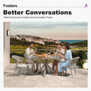 PURPLE LEAF Round Patio Dining Set with Aluminum Frame and Wicker Rattan Dining Chair with Comfortable Cushions for Deck Porch Kitchen Outdoor