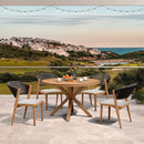 PURPLE LEAF Round Patio Dining Set with Aluminum Frame and Wicker Rattan Dining Chair with Comfortable Cushions for Deck Porch Kitchen Outdoor