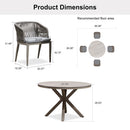 PURPLE LEAF Round Patio Dining Set with Aluminum Frame and Wicker Rattan Dining Chair with Comfortable Cushions for Deck Porch Kitchen Outdoor