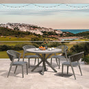 PURPLE LEAF Round Patio Dining Set with Aluminum Frame and Wicker Rattan Dining Chair with Comfortable Cushions for Deck Porch Kitchen Outdoor