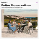 PURPLE LEAF Round Patio Dining Set with Aluminum Frame and Wicker Rattan Dining Chair with Comfortable Cushions for Deck Porch Kitchen Outdoor