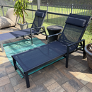 PURPLE LEAF Outdoor Lounge Chair Patio Chaise Pool Lounger Aluminum Frame with Side Table and Wheels for Outside Sunbathing Tanning Recliner Including Pillows