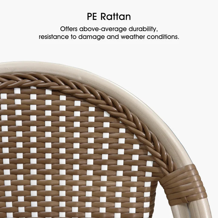 OPEN BOX I PURPLE LEAF French Counter Height Bar Height Stool Set of 2, Patio Bar Chairs with Back Rattan, French Bistro Set