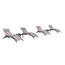 PURPLE LEAF Patio Chaise Lounge Set Outdoor Beach Pool Sunbathing Lawn Lounger Recliner Chair Outside Chairs with Side Table Included