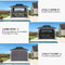 PURPLE LEAF Patio Hardtop Gazebo for Outdoor Grey Galvanized Steel Double Roof White Aluminum Poles with Curtains and Netting