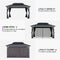 PURPLE LEAF Patio Hardtop Gazebo for Outdoor Grey Galvanized Steel Double Roof White Aluminum Poles with Curtains and String Lights-clear