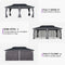 PURPLE LEAF Patio Hardtop Gazebo for Outdoor Grey Galvanized Steel Double Roof White Aluminum Poles with Curtains and String Lights-milky