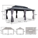 PURPLE LEAF Grey Hardtop Gazebo with Heavy Duty Galvanized Steel Double Roof with Reinforcement Support Rod