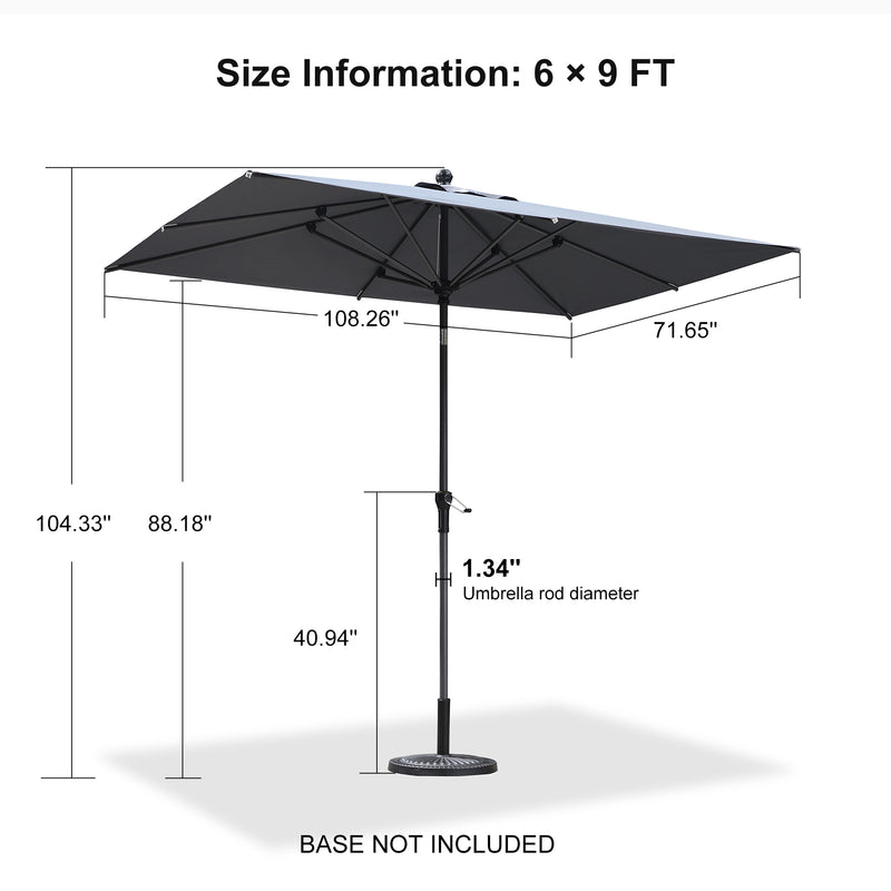 PURPLE LEAF Crank and Tilt Table Umbrella Outdoor Patio Market Umbrella with Visible Hand Crank System
