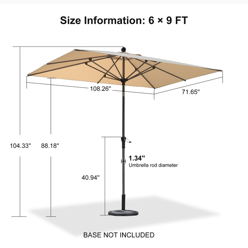 PURPLE LEAF Crank and Tilt Table Umbrella Outdoor Patio Market Umbrella with Visible Hand Crank System