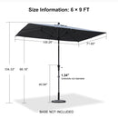 PURPLE LEAF Crank and Tilt Table Umbrella Outdoor Patio Market Umbrella with Visible Hand Crank System
