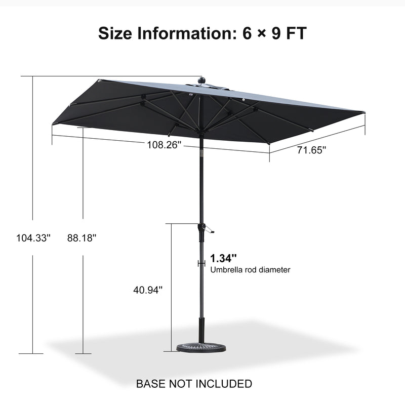 PURPLE LEAF Crank and Tilt Table Umbrella Outdoor Patio Market Umbrella with Visible Hand Crank System