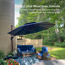 PURPLE LEAF Outdoor Garden Umbrella with Base, Cantilever Umbrellas in Wood Color