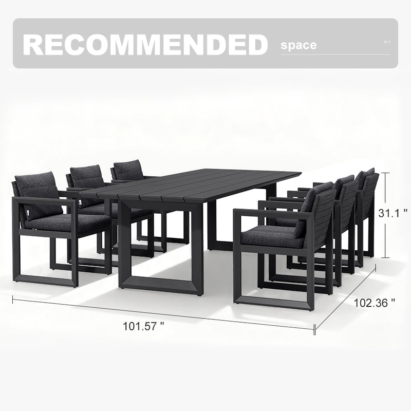 PURPLE LEAF Caesar Outdoor Dining Set Aluminum Luxury Patio Furniture Table and Chairs Set with Olifen Removable Thick Cushion and Pillow Patio Dining Sets for Garden Deck