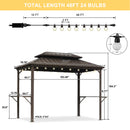 PURPLE LEAF Hardtop Grill Gazebo for Patio Bronze Permanent Metal Roof Outside Sun Shade Outdoor BBQ Canopy with String Lights