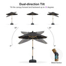 PURPLE LEAF Wood Pattern Tilting Patio Table Umbrella with Base, Outdoor Market Umbrella