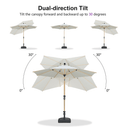 PURPLE LEAF Wood Pattern Tilting Patio Table Umbrella with Base, Outdoor Market Umbrella