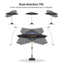 PURPLE LEAF Patio Market Umbrella Aluminum Outdoor Table Umbrella with Wood Color