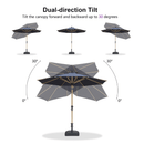 PURPLE LEAF Wood Pattern Tilting Patio Table Umbrella with Base, Outdoor Market Umbrella