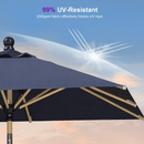 PURPLE LEAF Wood Pattern Tilting Patio Table Umbrella with Base, Outdoor Market Umbrella