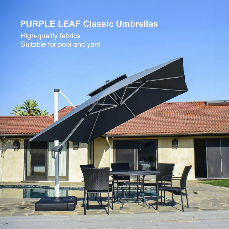 PURPLE LEAF Large Square Patio Cantilever Umbrella for Garden Pool Porch