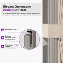 PURPLE LEAF Deck Gazebo Champagne Hardtop Metal Frame Double Roof with Curtains and Netting