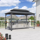 PURPLE LEAF Hardtop Grill Gazebo for Patio Grey Permanent Metal Roof Outside Sun Shade Outdoor BBQ Canopy - Purple Leaf Garden