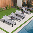 PURPLE LEAF Outdoor Chaise Lounge with Wheels Patio Lounge Chair Recliner