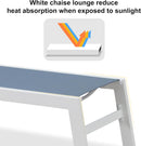 PURPLE LEAF Outdoor Chaise Lounge Chairs Set of 2 White Aluminum Lounge Chair Five-Position Adjustable Chaise with Wheels and Table for Pool Deck Patio