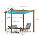 PURPLE LEAF Outdoor Retractable Pergola with Sun Shade Canopy Patio Metal Shelter for Garden Pavilion Natural Wood Grain Frame Grill Gazebo