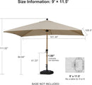 PURPLE LEAF Patio Market Umbrella Aluminum Outdoor Table Umbrella with Wood Color