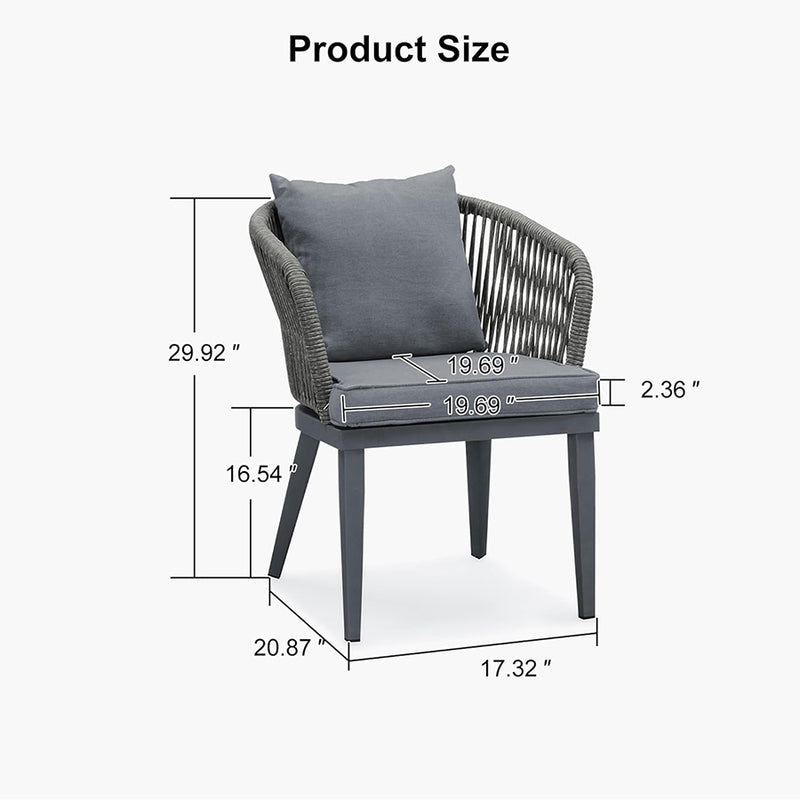 PURPLE LEAF Patio Dining Sets with Aluminum Frame Table & Handwoven Wicker Chairs Grey