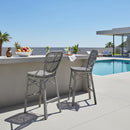 Clearance-PURPLE LEAF Outdoor Woven Bar Stools Set of 2, Aluminum Frame Counter Stools, for Pool Garden