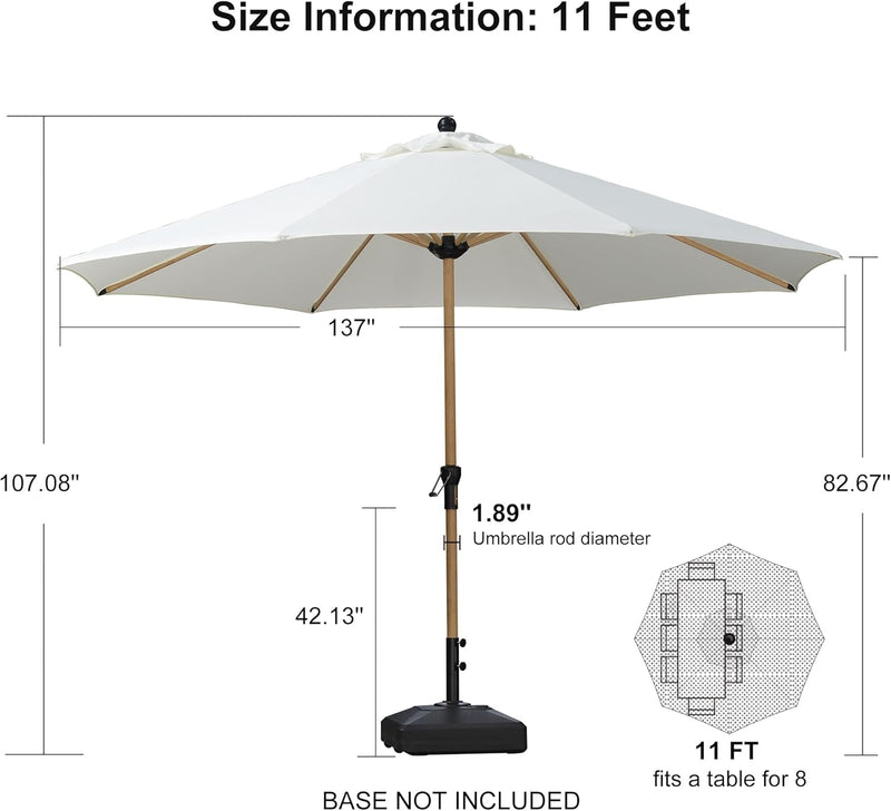 PURPLE LEAF Patio Market Umbrella Aluminum Outdoor Table Umbrella with Wood Color