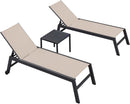 PURPLE LEAF Patio Chaise Lounge Textilene Pool with Wheels Sunbathing Chair for Outdoor, Beach, Yard, Side Table Included