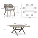 PURPLE LEAF Outdoor Dining Set All Weather Wicker Patio Dining Set with Rectangular Aluminum Table and Modern Armrest Dining Chairs for Garden Deck Backyard Kitchen