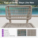 PURPLE LEAF Patio Counter Height Bar Stools Set of 2 Metal Bar Chairs with Back Wicker Woven Stools for Kitchen Island Pool Garden Outdoor Barstools