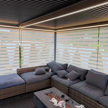 リエルパーテーション Adjustable Louvered Pergola with LED Lights | Aluminum