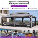 PURPLE LEAF Patio Gazebo for Pool Light Grey Hardtop Galvanized Steel Roof with String Lights-clear