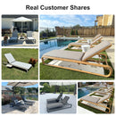 PURPLE LEAF Patio Chaise Lounge with Cushion Aluminum Tanning Chair Lounge Adjustable Reclining Set