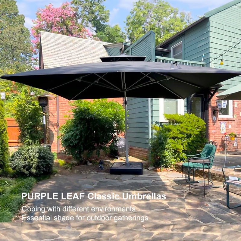 PURPLE LEAF Large Square Patio Cantilever Umbrella for Garden Pool Porch