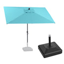 PURPLE LEAF Crank and Tilt Rectangular Outdoor Patio Market Umbrella with Base