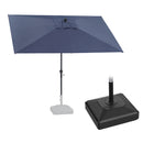 PURPLE LEAF Crank and Tilt Rectangular Outdoor Patio Market Umbrella with Base