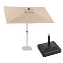 PURPLE LEAF Crank and Tilt Rectangular Outdoor Patio Market Umbrella with Base