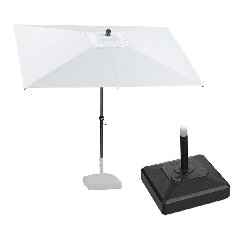 PURPLE LEAF Crank and Tilt Rectangular Outdoor Patio Market Umbrella with Base