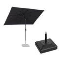 PURPLE LEAF Crank and Tilt Rectangular Outdoor Patio Market Umbrella with Base