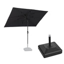 PURPLE LEAF Crank and Tilt Rectangular Outdoor Patio Market Umbrella with Base